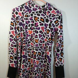 LuLaRoe Hoodie Womens Pink Orange Black Cheetah Print Lightweight Sweatshirt S